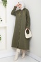 قبعة مبطنة بتفاصيل سلسلة وأزرار 1647 - كاكي - 3