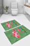 Digital Printed Palm Tree Patterned Bath Mat Toilet Set with Washable and Non-Slip Base - 2