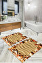 Digital Printed Washable and Non-Slip Based Colorful Stone Patterned Bath Mat Toilet Set - 5