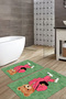 Digital Printed Washable and Non-Slip Based Elephant Man Patterned Bath Mat Toilet Set - 4