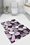 Digital Printed Washable and Non-Slip Base Stone Patterned Bath Mat Toilet Set - 2