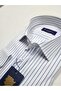 Regularfit Blue Striped Men's Shirt Stretch Fabric Stretch Fabric Collar with Button at the Bottom Ar0720711-01 - 3
