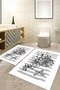 Digital Printed Washable and Non-Slip Floral Butterfly Figured Bath Mat Toilet Set - 6