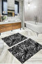 Digital Printed Washable and Non-Slip Based Palm Leaf Patterned Bath Mat Toilet Set - 5