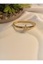 Pearlescent Star Detailed Steel Handcuff Bracelet - 3
