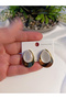 Opal Stone Steel Earrings - 3