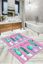 Digital Printed Colorful Cactus Model Bath Mat Toilet Set with Washable and Non-Slip Base - 5