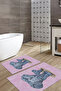 Digital Printed Washable and Non-Slip Based Elephant Patterned Bath Mat Toilet Set - 4