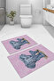 Digital Printed Washable and Non-Slip Based Elephant Patterned Bath Mat Toilet Set - 2