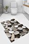 Digital Printed Washable and Non-Slip Base Stone Patterned Bath Mat Toilet Set - 2