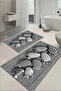 Digital Printed Washable and Non-Slip Based Footprint Patterned Bath Mat Toilet Set - 3