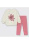 Daisy Detailed Sweatshirt Stretch Fabric Wick Fabric Leggings Girls' Set - 4