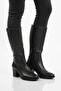 Black Genuine Leather Zippered Fleece Women's Boots 86620-1 Z