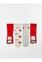 Lcw Dream Ma Bella Red Christmas Themed Women's Socks 3-Piece Set