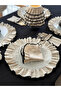 2-Piece Natural Linen Embroidered Round Charger - 8