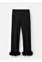 Thin Knit Fabric Feather Detailed Capri Pants - 3
