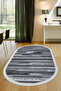 Digital Oval Fringed Carpet Köln Model Gray Color Erasable 100X150