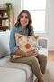 Linen Fabric Geometric Series Orange-Mustard Detail Punch Throw Pillow Cover 43*43 cm - 4