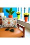 Linen Fabric Geometric Series Orange Detail Punch Throw Pillow Cover 35*50 cm - 5