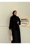 Full Length Hijab Cashmere Coat/Cuffed Belted Cashmere Women's Coat - 3