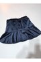 Eid Girl's French Velvet Flounce Skirt Short Mini with Pearls and Stones Elastic Waist Navy Blue - 4