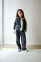 3-10 Years Old Girl's 3 Thread Winter Suit with Fleece-Lined Gray-White Stripes - 2