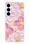 Samsung Galaxy S25 Fe Compatible Pink White Flowers Watercolor Printed Silicone Case
