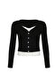Long Sleeve Button down Blouse with White Lace on the Collar and Waist - 3