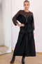 Women's Black Brown Top Side Modal Fabric Bottom Side Parachute Fabric Zipper Closure Long Dress - 2