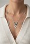 Steel Double Star Turquoise Necklace 45 cm |   Silver Color Non Tarnish Jewelry Women Steel Necklace - 3