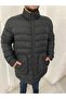 Men's Black Puffer Long Waist Coat with Six Pockets and Zipper - 8