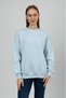 Women's Basic Cotton Fleece Lined Crew Neck Sweatshirt Blue