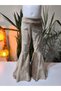 Eid Girl's French Velvet Wide Drapey Flared Leggings Girlpower Camel - 7