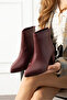 Women's Pointed Toe Thick Heeled Leather-Look Boots - 4