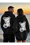 هودي مطبوع من Wisem Bear - مجموعة Trend Lover Combination من سويت شيرت كبير الحجم مكون من 3 خيوط، طقم من قطعتين باللون الأسود