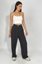 Women's Buttoned Pocket Wide Leg Pleated Palazzo Pants Anthracite - 5