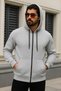 Men's Winter Oversize A.Gray Hooded Full Zip Sweatshirt - 2