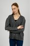 Women's V-Neck Knitted Sweater Front Buttoned Short Cardigan Smoked - 6