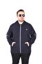 Large Size Hooded Zippered Sweat Double Face Ossi 25705 Dark Blue