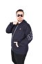 Large Size Hooded Zippered Sweat Double Face Ossi 25705 Dark Blue - 3
