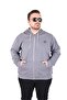 Large Size Hooded Zippered Sweat Double Face Ossi 25705 Fume - 3