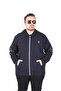 Large Size Hooded Zippered Sweat Double Face Ossi 25705 Dark Blue - 3