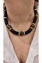 Bone Leopard Patterned Women's Necklace with Gold Detail
