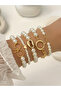 Set of 5 - Faux Pearl Bracelets