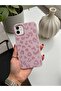 iPhone 11 Uyumlu Pembe Leopar Desenli İnce Yumuşak Silikon Kılıf