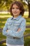 Unisex Children's Double Pocket Buttoned Denim Boys' Jacket