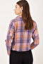Women's Yellow-Fuchsia Double-Breasted Collar Tweed Crop Jacket Arm-24K001014 - 6