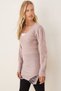 Women's Stone V-Neck Skirt Hem Slit Knitwear Dress Arm-26K136008 - 2