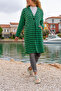 Women's Lined Crow Pattern Midi Length Coat with Pockets New700-3299 - 3