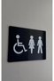 Black Plexiglass Disabled Toilet Sign for Women and Men Unisex Toilet Direction Sign - 2